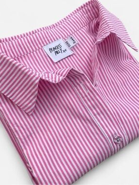 Princess Polly Pink Oversized Fit Striped Button-Front Shirt